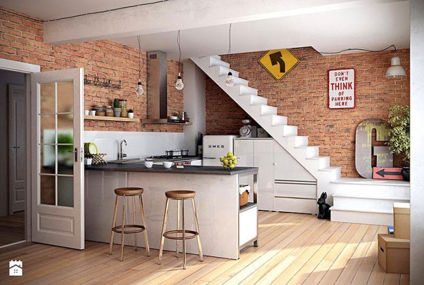 Cozinhas modernas piso em dois ambientes
